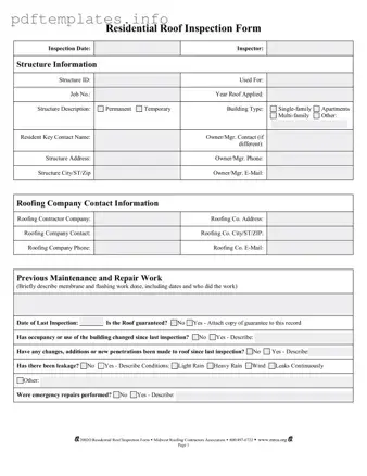Fill Out a Valid Roof Inspection Form