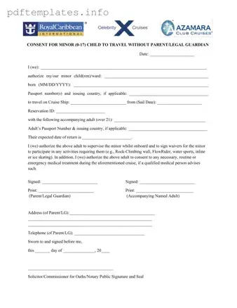 Fill Out a Valid Royal Caribbean Parental Consent Form