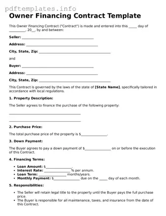 Printable Owner Financing Contract Form