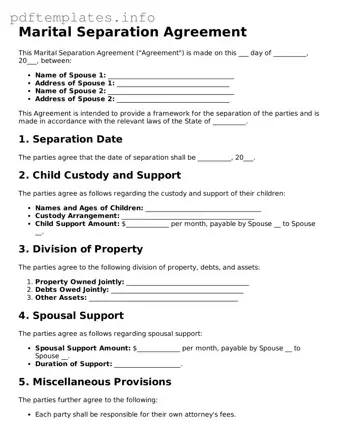Printable Marital Separation Agreement Form