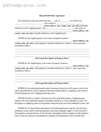Fill Out a Valid Shared Well Agreement Form