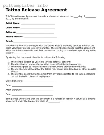 Printable Tattoo Release Form