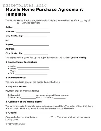 Printable Mobile Home Purchase Agreement Form
