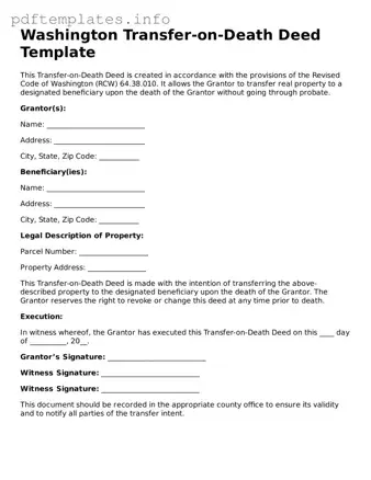 Blank Transfer-on-Death Deed Form for Washington State