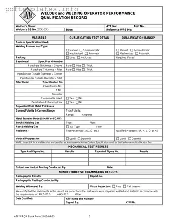 Fill Out a Valid Welder Performance Qualification Record Form