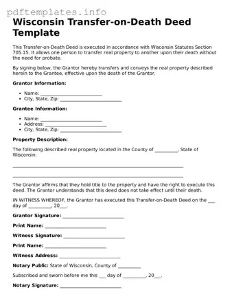 Blank Transfer-on-Death Deed Form for Wisconsin State