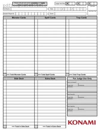 Fill Out a Valid Konami Decklist Form