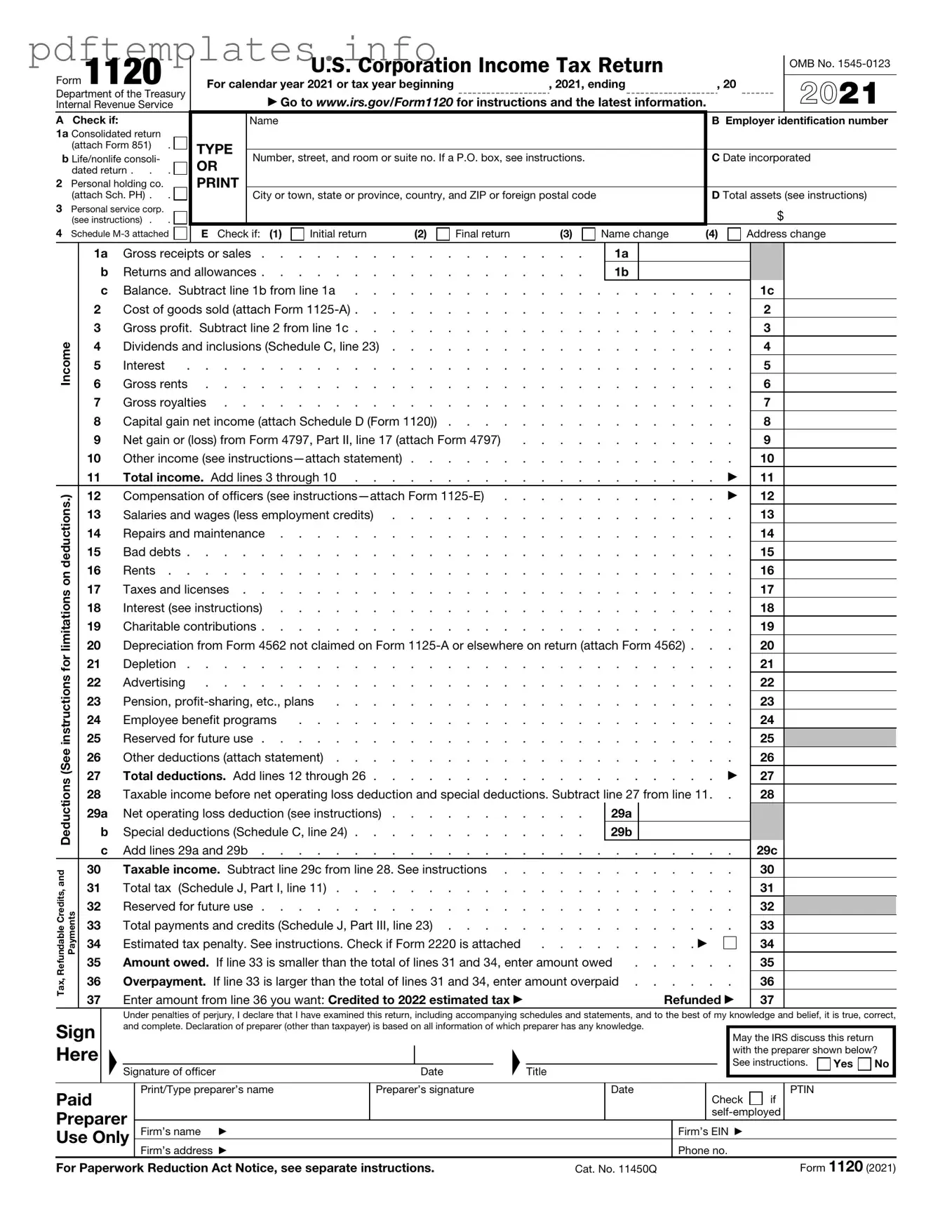 Fill Out a Valid IRS 1120 Form