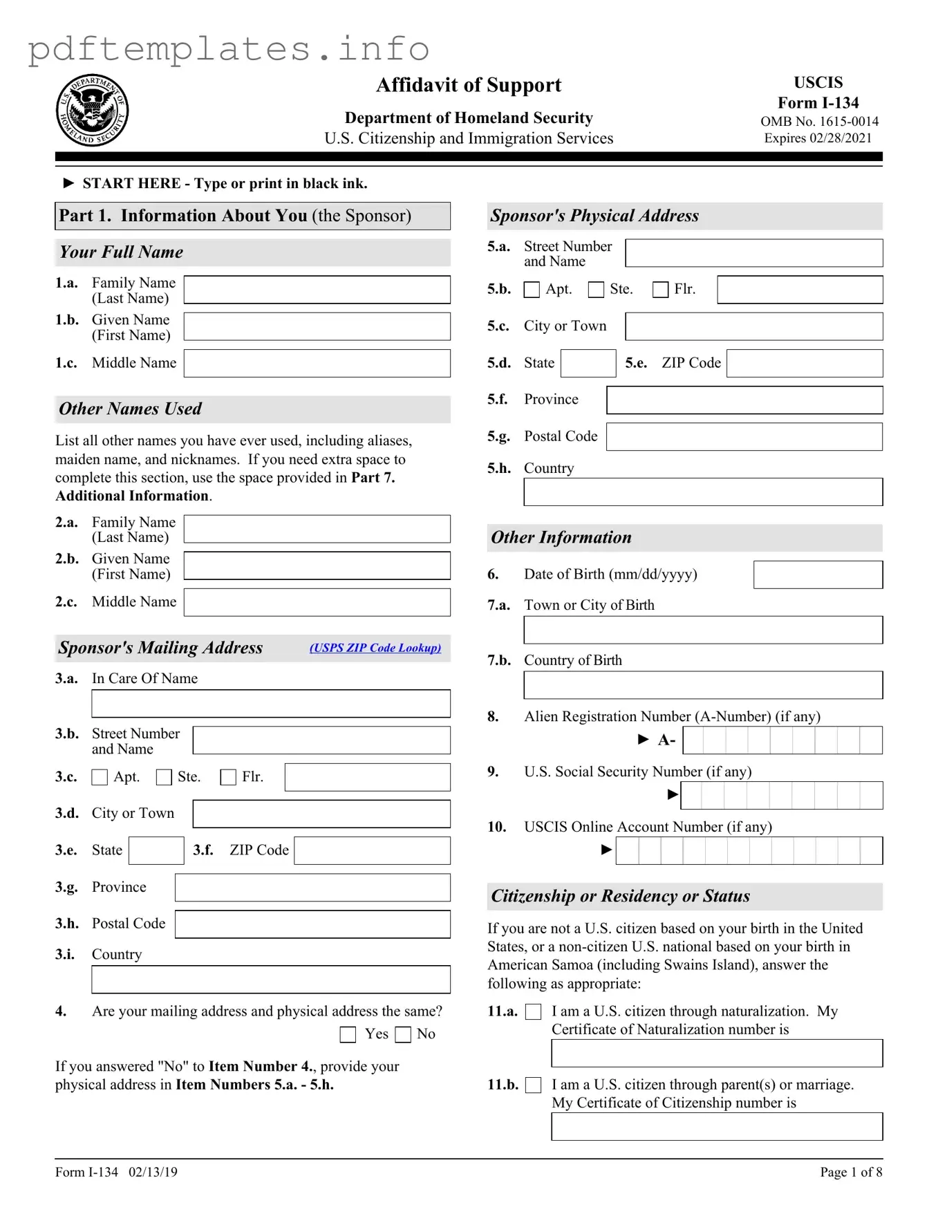 Fill Out a Valid USCIS I-134 Form