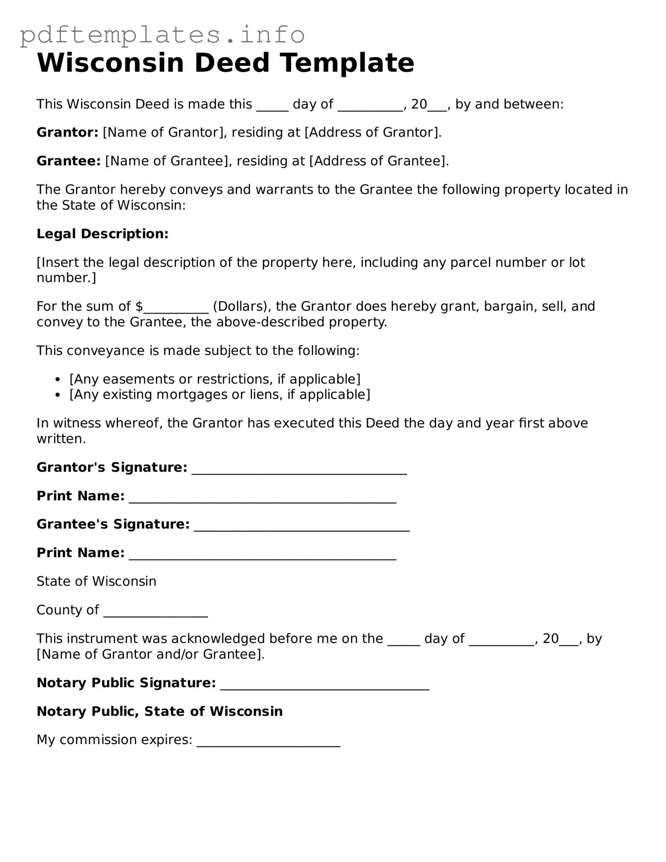 Blank Deed Form for Wisconsin State